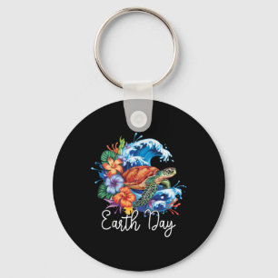 Earth Sea Turtle Art Earth Day 2025 Restore Save T Key Ring