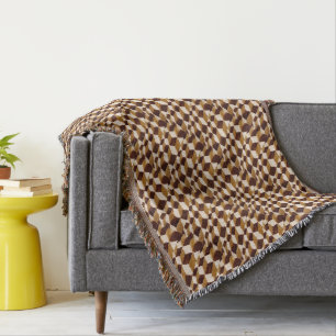 Earth Shades Abstract Geometric Pattern Throw Blanket