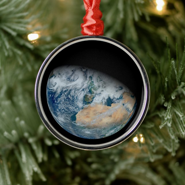 Earth Showing North Africa And Southwestern Europe Metal Ornament (Tree)