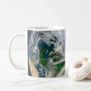 Earth Showing The Arctic, Europe And Asia. Coffee Mug