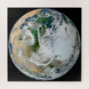 Earth Showing The Arctic, Europe And Asia. Jigsaw Puzzle