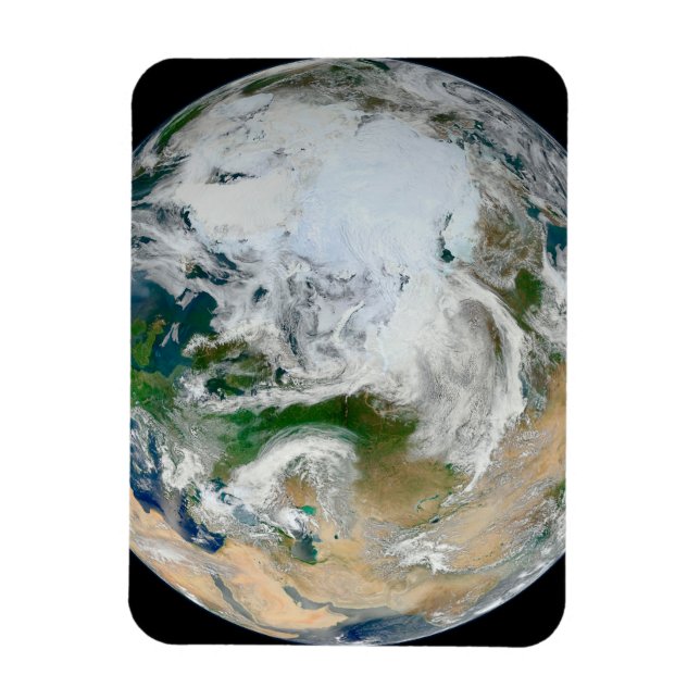 Earth Showing The Arctic, Europe And Asia. Magnet (Vertical)