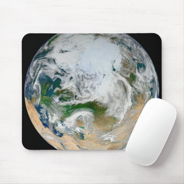 Earth Showing The Arctic, Europe And Asia. Mouse Pad (With Mouse)