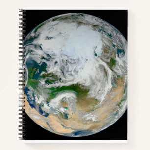 Earth Showing The Arctic, Europe And Asia. Notebook
