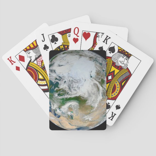 Earth Showing The Arctic, Europe And Asia. Playing Cards (Back)