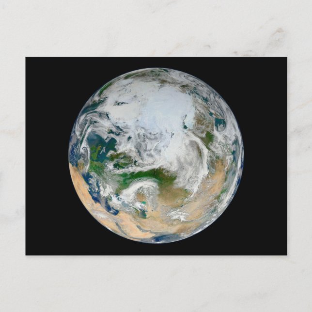 Earth Showing The Arctic, Europe And Asia. Postcard (Front)