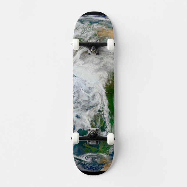 Earth Showing The Arctic, Europe And Asia. Skateboard (Front)