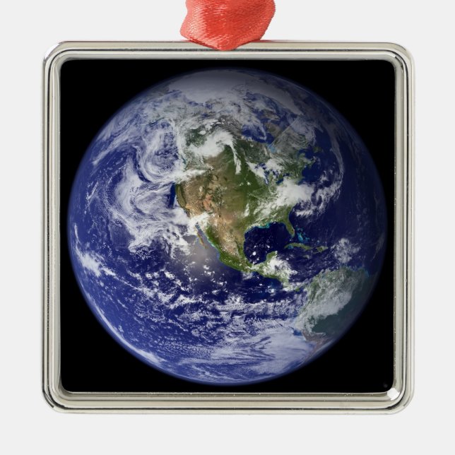 Earth showing the western hemisphere metal tree decoration (Front)