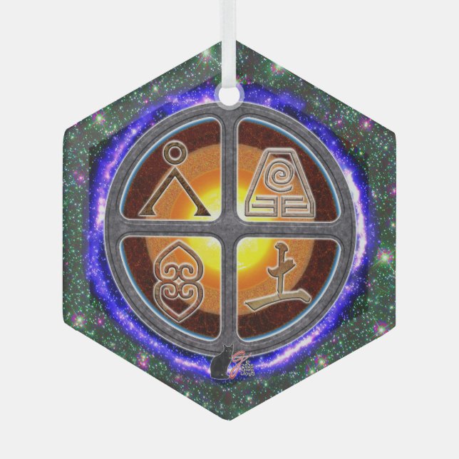 Earth Signs Glass Tree Decoration (Front)