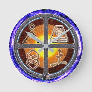 Earth Signs Round Clock