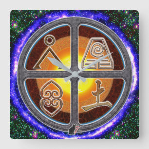 Earth Signs Square Wall Clock