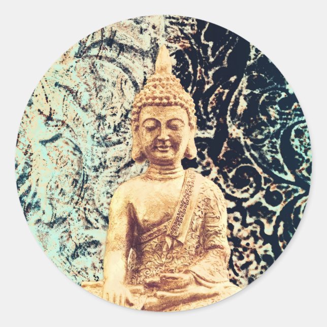 Earth Sitting Buddha Elegant Zen Enlightenment Classic Round Sticker (Front)