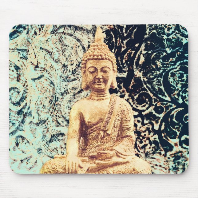 Earth Sitting Buddha Elegant Zen Enlightenment Mouse Pad (Front)