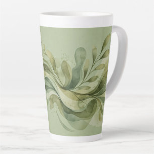 Earth Song Flowing Abstract Sage & Olive Greens Latte Mug
