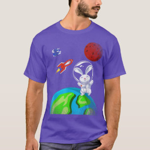 Earth Space Rabbit Animal Rocket Astronaut Bunny T-Shirt
