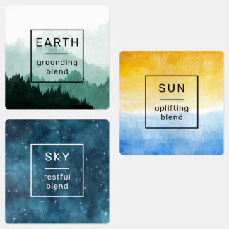 Earth, Sun, and Sky Essential Oil Labels