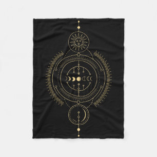 Earth Sun Moon Phases Sacred Geometry Geometric Ar Fleece Blanket