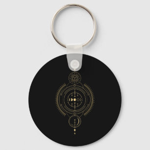 Earth Sun Moon Phases Sacred Geometry Geometric Ar Key Ring