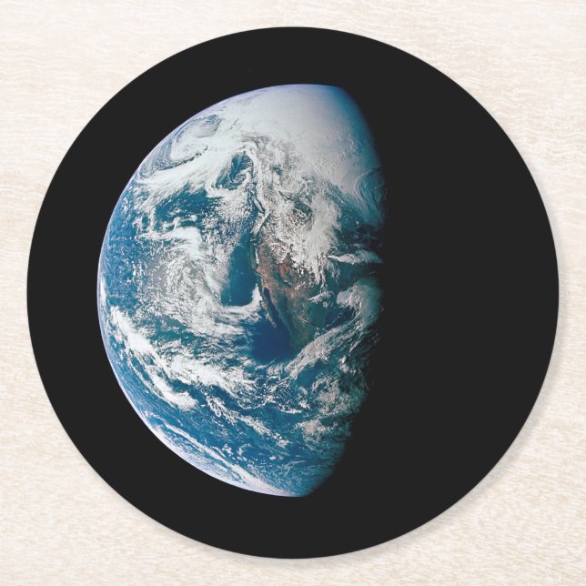 Earth Taken From The Apollo 13 Spacecraft. Round Paper Coaster (Front)