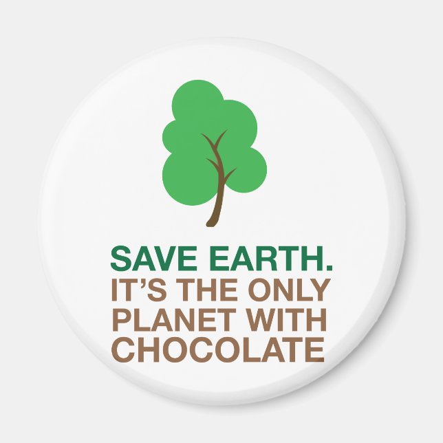 Earth, The Only Planet With Chocolate Magnet (Front)