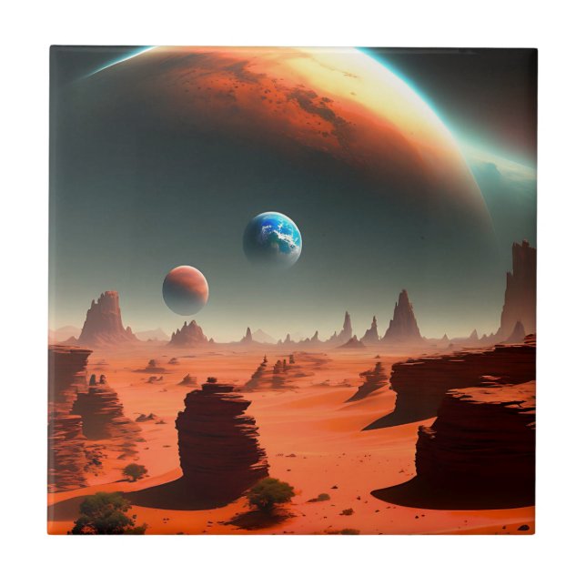 Earth This Is Mars Calling, Ceramic Tile (Front)
