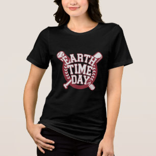 Earth Time Day Baseball Design Tri-Blend Shirt