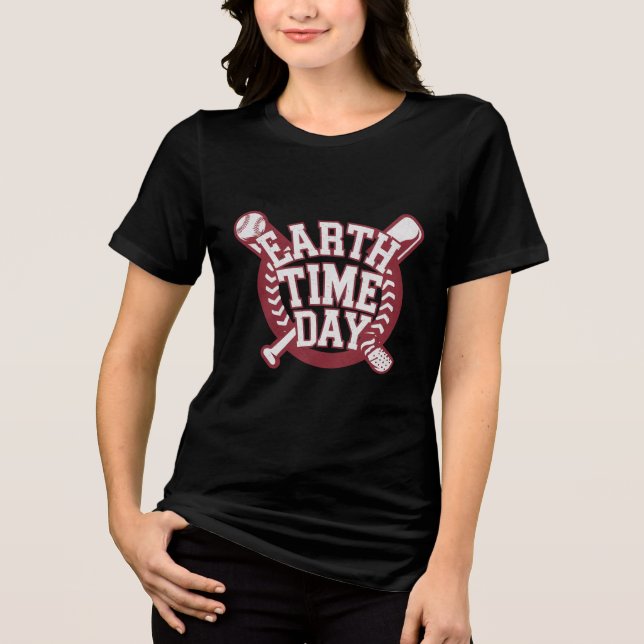 Earth Time Day Baseball Design Tri-Blend Shirt (Front)