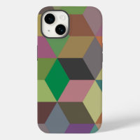 Earth Tone 3D Geometric Cube Pattern
