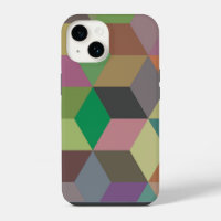 Earth Tone 3D Geometric Cube Pattern