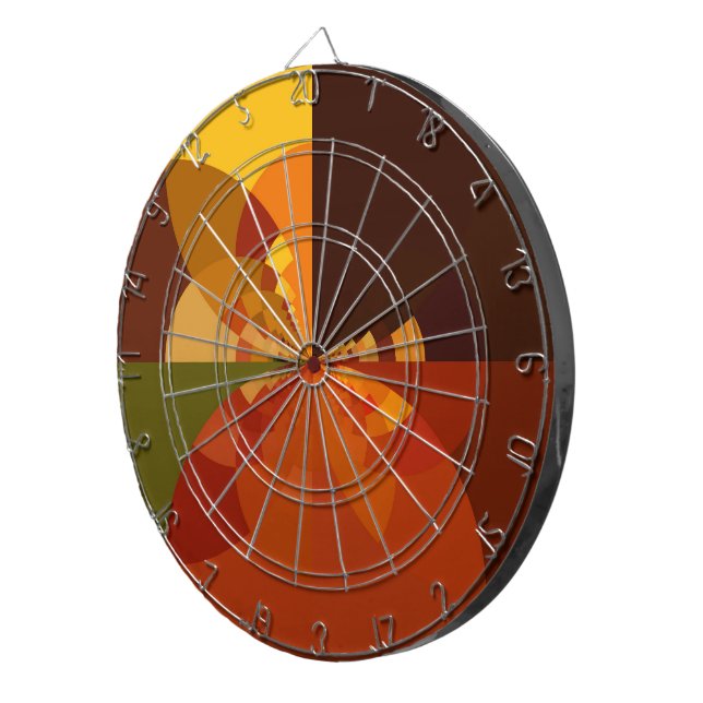 Earth Tone Abstract Colour Art Print Design Dartboard (Front Right)