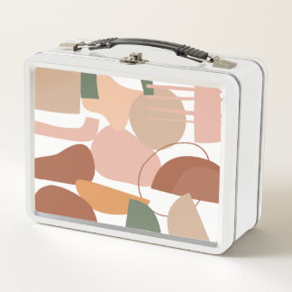 Earth Tone Abstract Pattern Metal Lunch Box