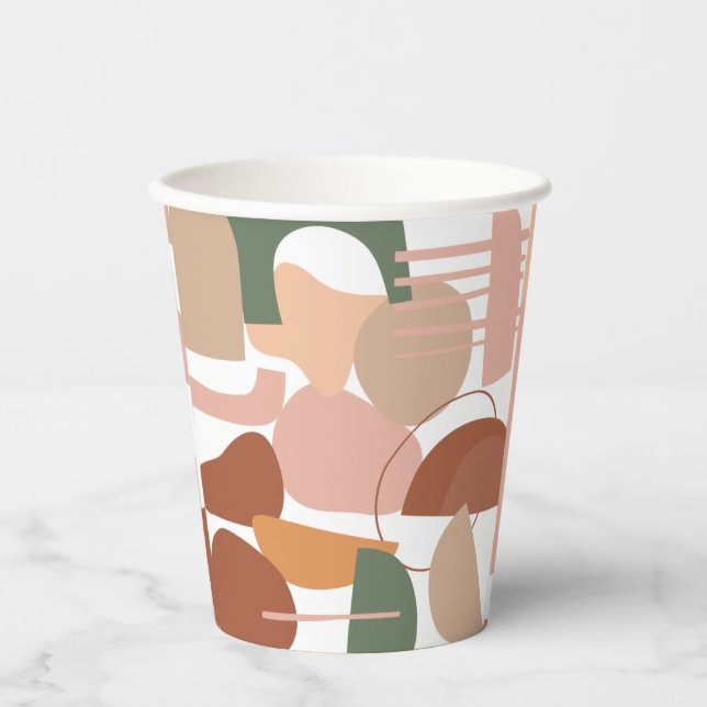 Earth Tone Abstract Pattern Paper Cups (Front)