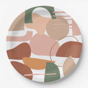 Earth Tone Abstract Pattern Paper Plate