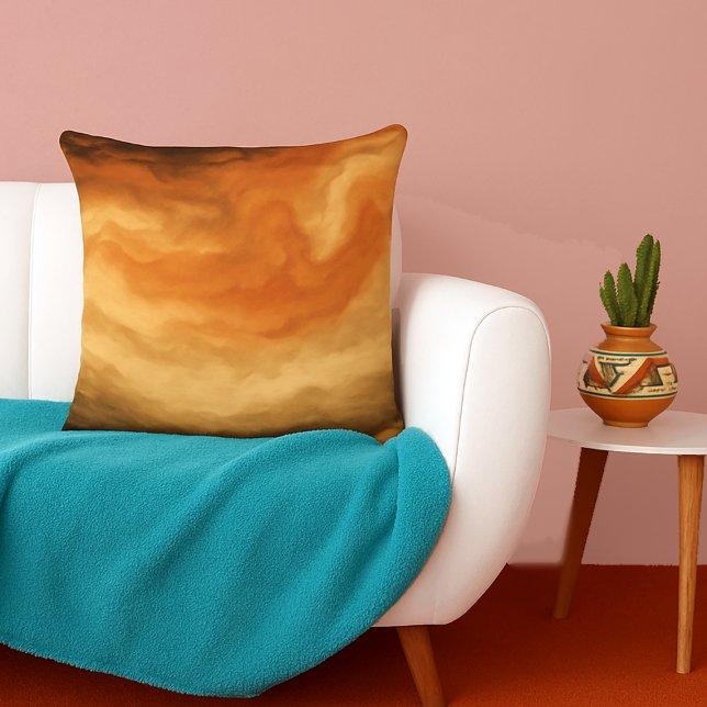 Earth Tone Abstract Southwestern Colours Cushion (southwestern style home decor throw pillow in situ )