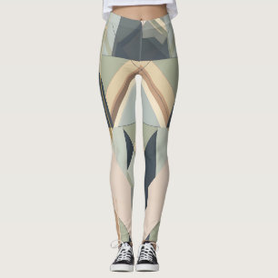 Earth tone art deco geometric pattern leggings