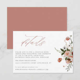 Earth-tone Autumn Floral Wedding Details Card