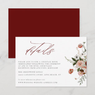 Earth-tone Autumn Floral Wedding Details Card