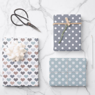 Earth Tone Blue/Seafoam/Grey Wrapping Paper Sheets