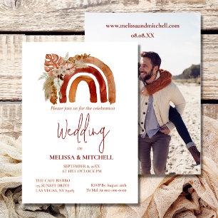 Earth Tone Boho Rainbow Tropical Wedding Photo Invitation