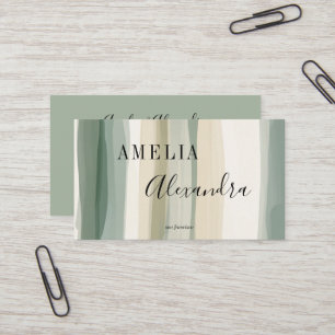 Earth tone Boho Retro Script Abstract Wavy Lines Business Card