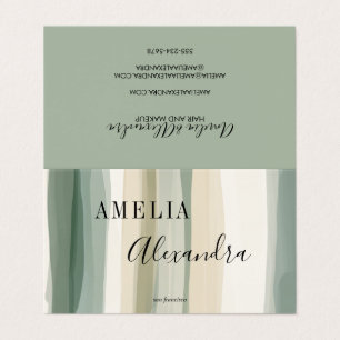 Earth tone Boho Retro Script Abstract Wavy Lines Business Card