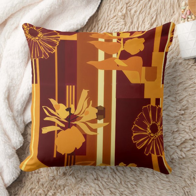 Earth Tone Botanical Floral Pattern Cushion (Blanket)