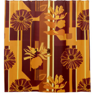 Earth Tone Botanical Floral Pattern Shower Curtain