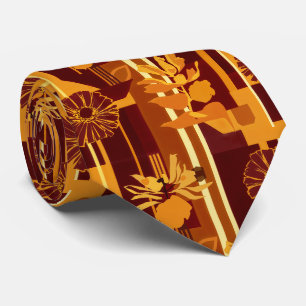 Earth Tone Botanical Floral Pattern Tie