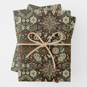 Earth Tone Cream and Brown Holiday Snowflake Wrapping Paper Sheet