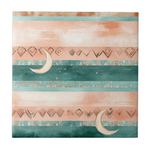 Earth Tone Crescent Moon for Lunar Enthusiasts Ceramic Tile