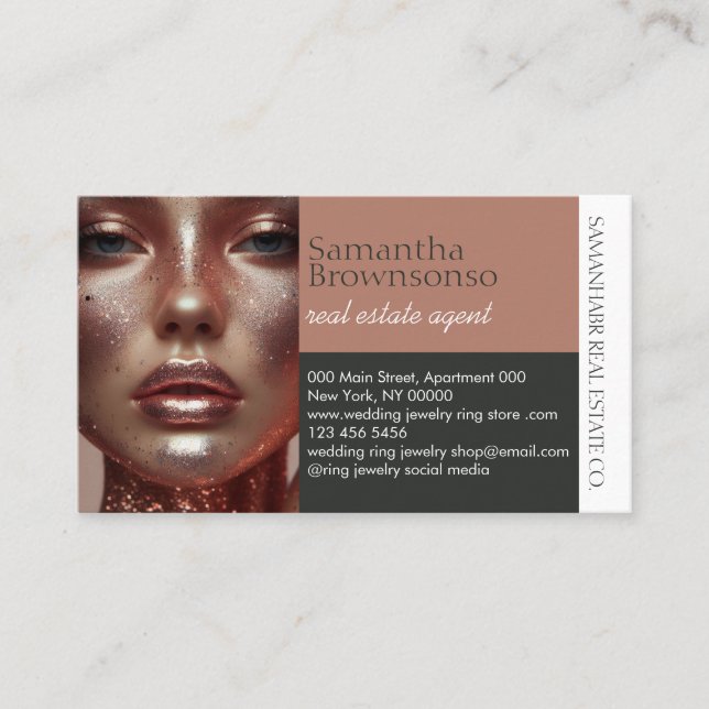 Earth Tone Custom Photo Beauty Agency Business Card (Front)