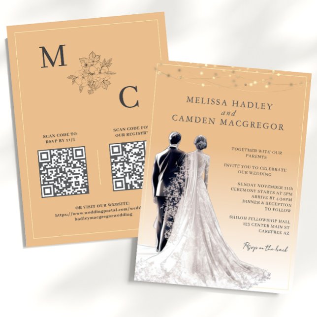 Earth Tone Elegant Modern QR Code Wedding Invitation (Creator Uploaded)