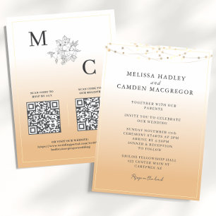 Earth Tone Elegant QR Code Wedding Invitation
