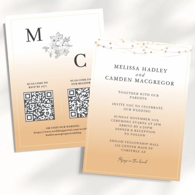 Earth Tone Elegant QR Code Wedding Invitation (Creator Uploaded)